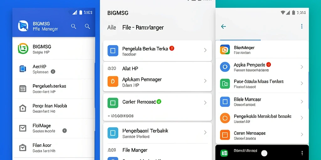 Antarmuka pengguna aplikasi BIGMSG menunjukkan berbagai fitur pengelola berkas.
