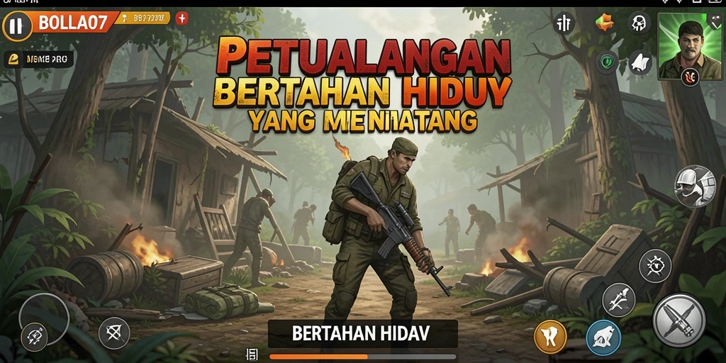 Tampilan antarmuka permainan BOLA07 yang menarik dalam mode Bertahan Hidup.