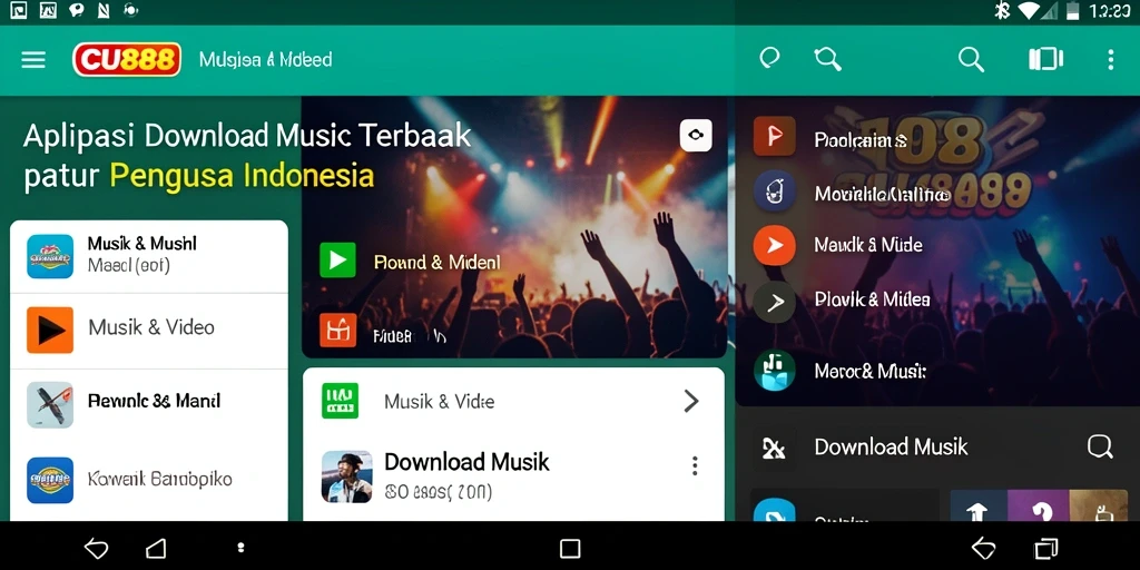 Antarmuka CU888 yang rapi dan intuitif untuk Download Musik.