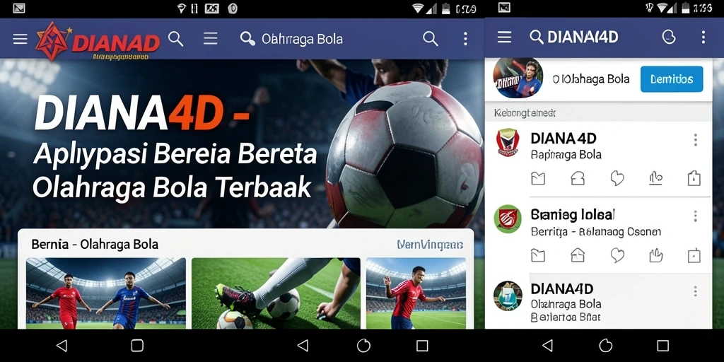 Tampilan utama aplikasi DIANA4D dengan berita sepakbola terbaru.