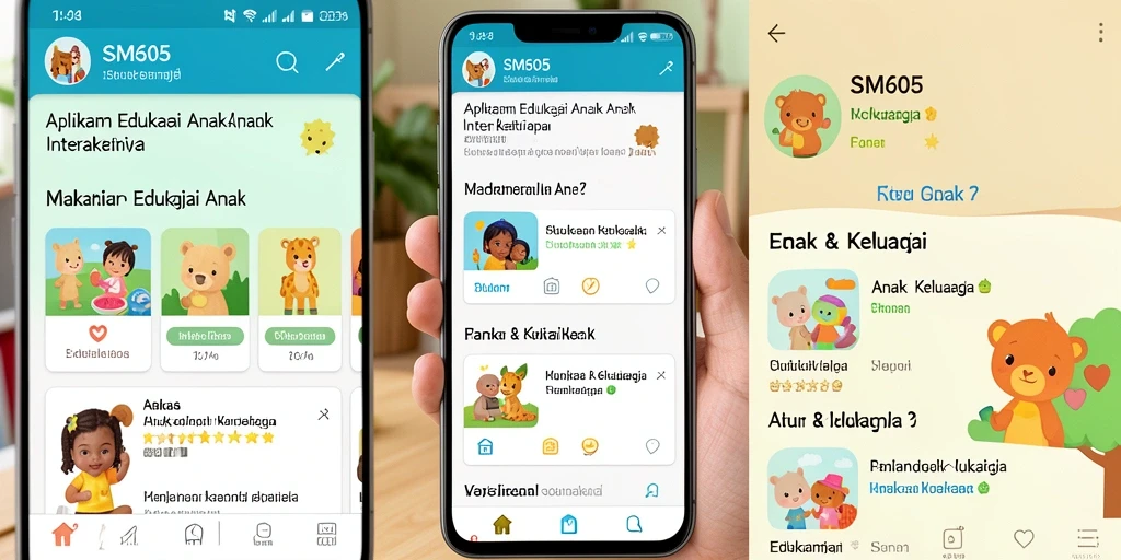 Tampilan antarmuka SM605 yang ceria dan edukatif.