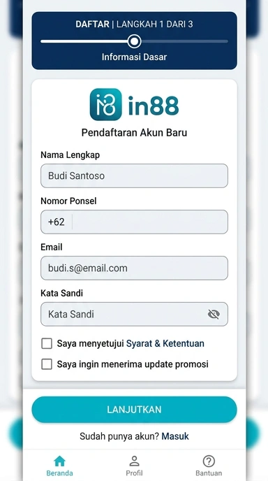 Cara Registrasi Akun in88 untuk Pengguna Android